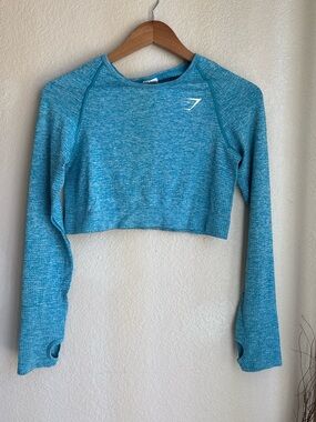 NWT Set! Gymshark Vital Seamless Crop Top Longsleeve Teal Leggings  Size XL